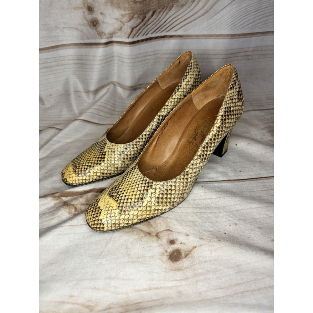 Vintage Rosina Ferragamo Schiavone Genuine‎ Python Snakeskin Pumps Women's 7N